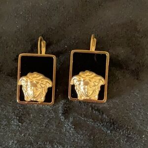 Gold and Black Medusa Earrings